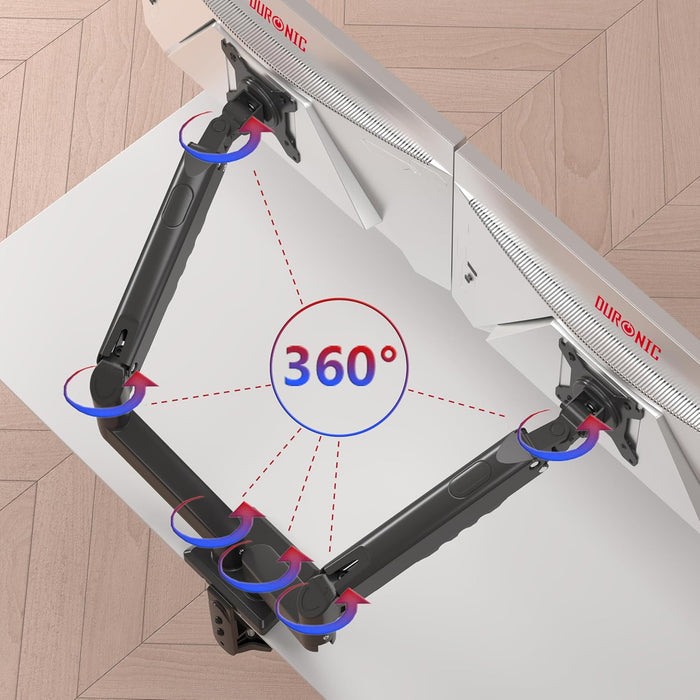 Duronic DM6A2 Dual Monitorhalterung mit Gasfeder, Monitorarme schwenkbar neigbar drehbar für Zwei 32 Zoll Gaming Monitore, VESA 75/100, Tischhalterung