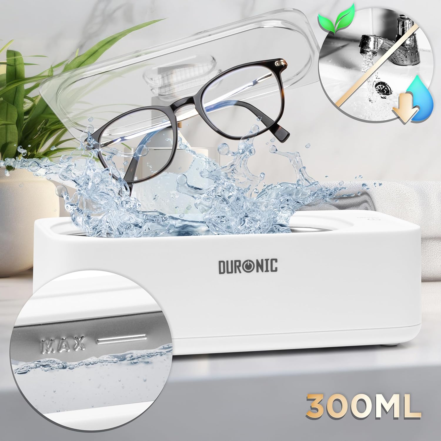 Duronic UC30 Ultraschallreiniger, Ultraschallgerät zur Reinigung für Brille, Schmuck und Zahnprothesen, Ultraschallreinigungsgerät als Schmuckreiniger