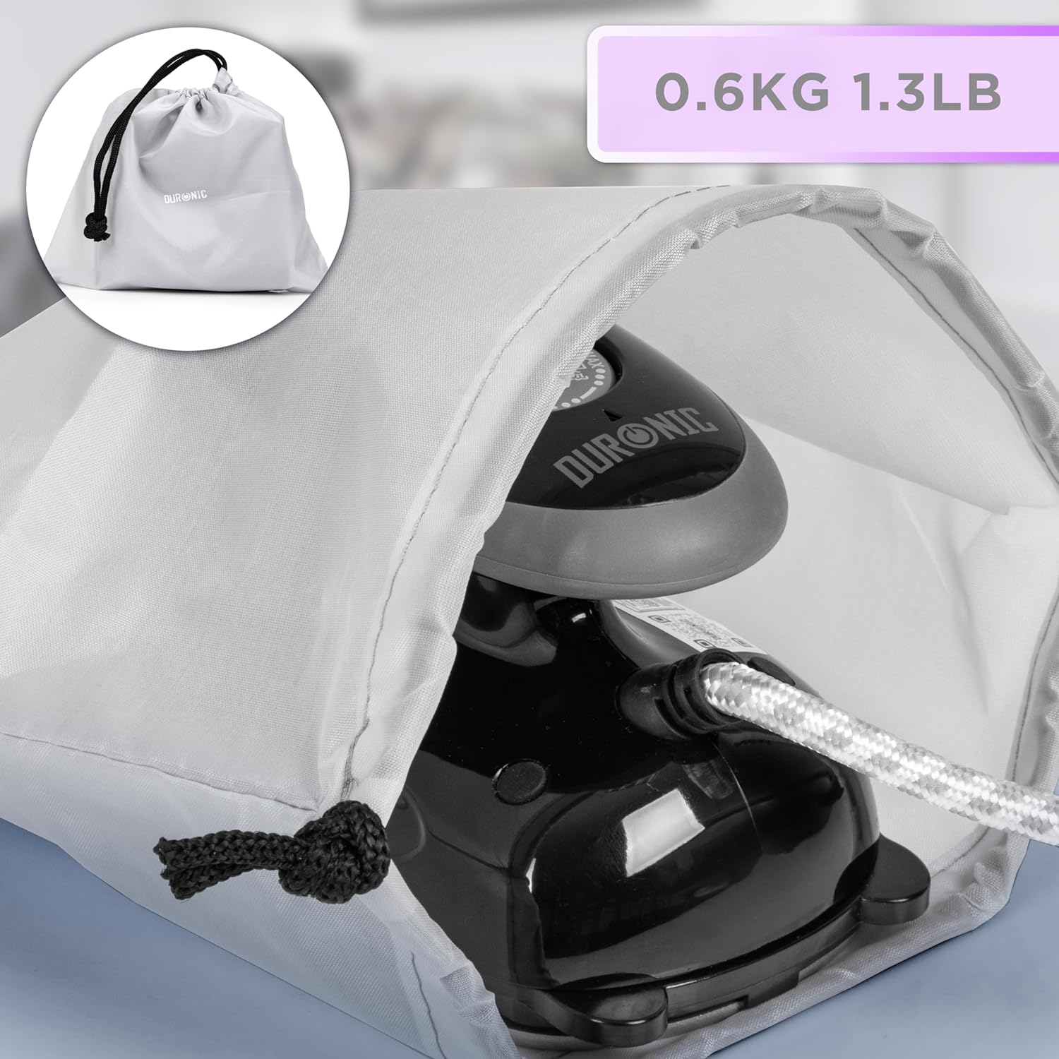 Duronic SI2 BK Mini Reisebügeleisen, 375W Mini Bügeleisen, Dampfbügeleisen 50ml Wassertank, kleines Reisebügeleisen dampf, Handbügeleisen Keramikfläche, für Kleidung nähen, travel iron schwarz