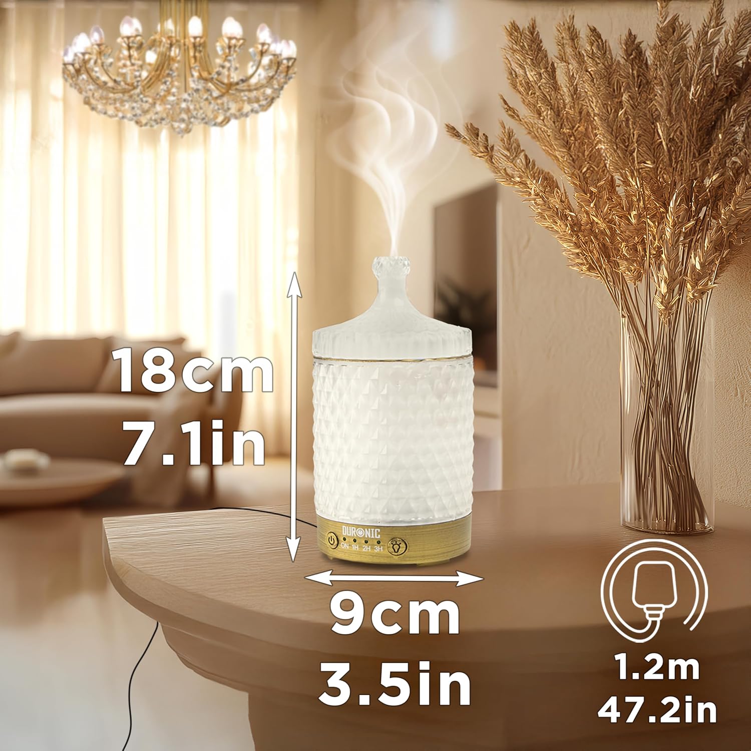 Duronic AD31 Aroma Diffuser, Diffuser mit 100 ml Wassertank, Diffusor für ätherische Öle, Raumduft als Lufterfrischer, Duftsprüher für Duftöl