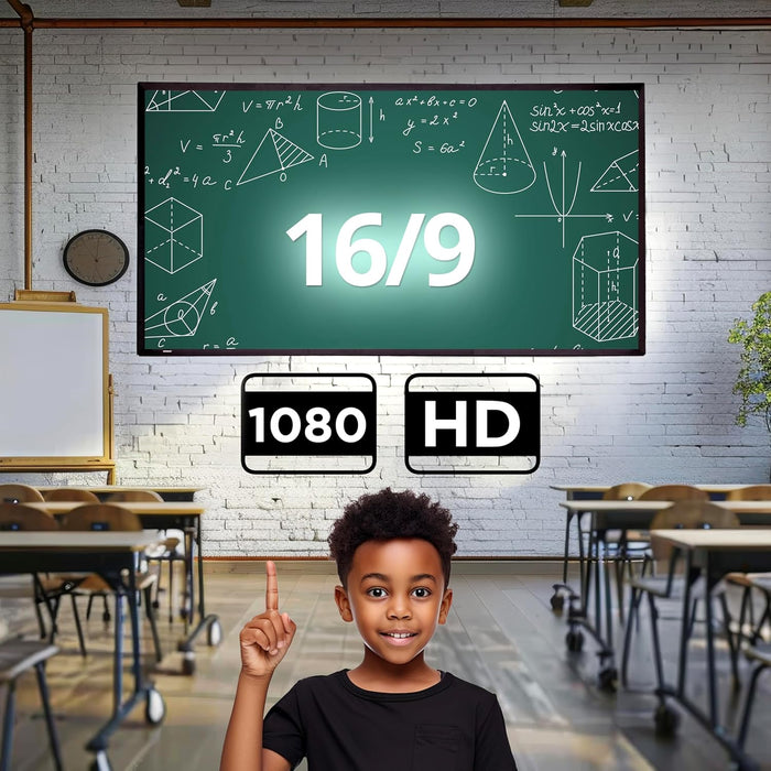 Duronic SFPS80 16:9 Projektorleinwand, Beamerleinwand 80 Zoll, Heimkino mit 4K Full HD 3D, faltbare Stativleinwand, Beamer Leinwand für Wandmontage, Filmnacht, Videoleinwand für Büro Schulen