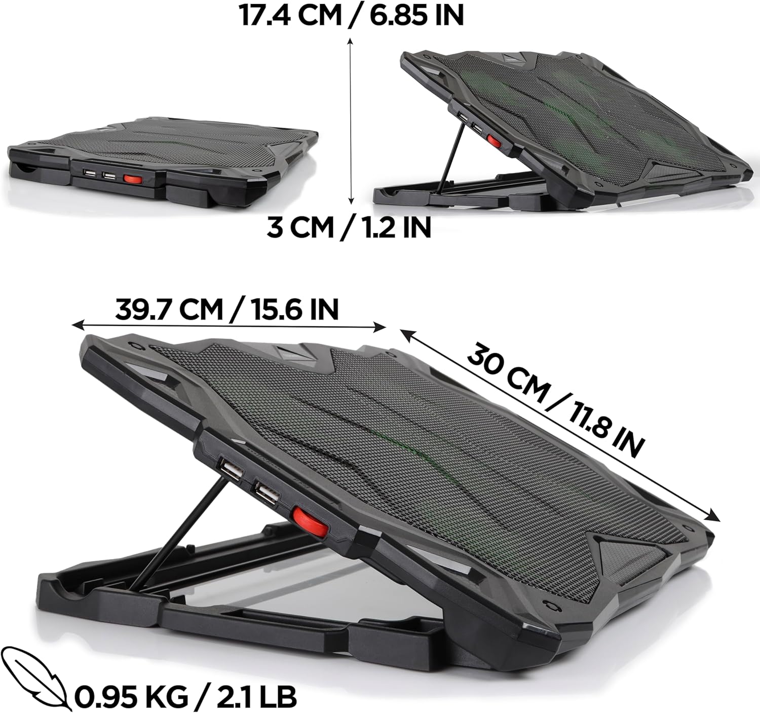 Duronic LC1 Laptop Kühler, Notebook Kühler Gaming, Lüfter Kühlmatte, Laptop cooling pad Ventilator, Höhenverstellbarer Laptop Kühler Ständer, Laptoperhöhung, Laptopständer für Home Büro Gaming