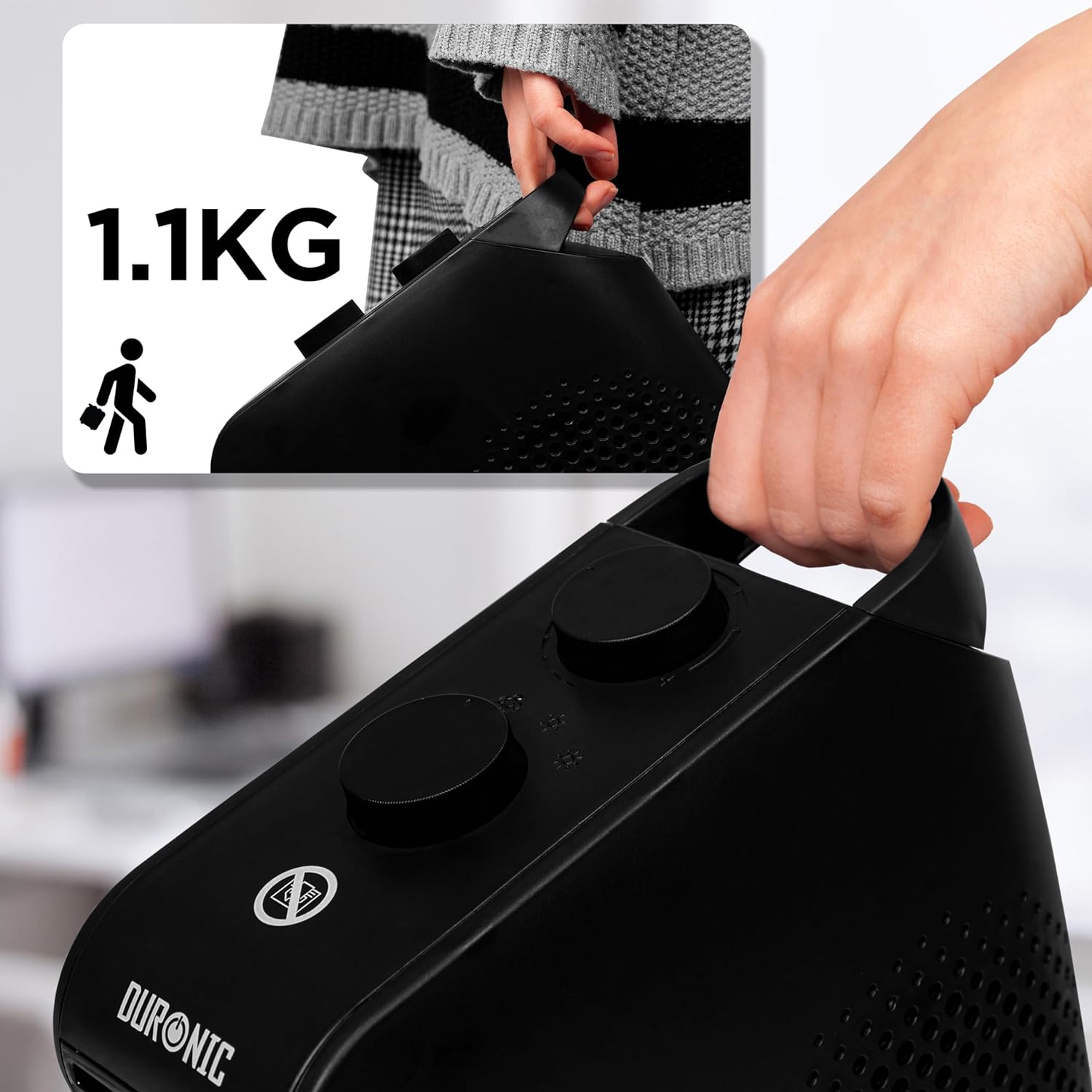 Duronic HV21 Elektroheizkörper 2000W Heizung | Energiesparende Heizung mit Thermostat | Überhitzungsschutz | Ideal für Büro Zuhause Schlafzimmer | Ultra kompakt und portabel | vertikal und horizontal