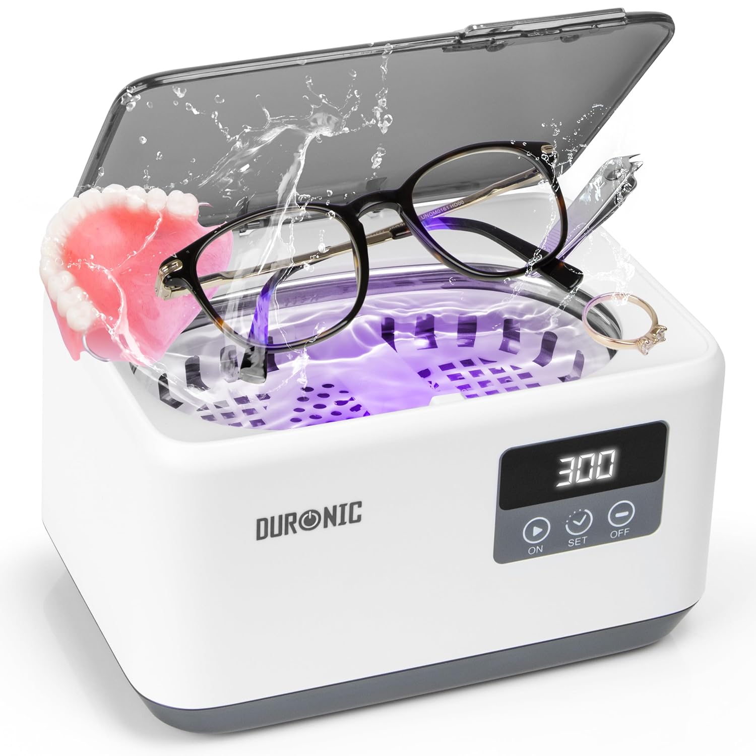 Duronic UC60 Ultraschallreiniger, Ultraschallgerät zur Reinigung für Brille, Schmuck und Zahnprothesen, Ultraschallreinigungsgerät als Schmuckreiniger