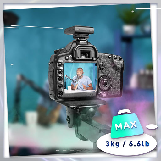 Duronic SMDM10 Monitorarm | Mikorfon-, Kamera-, Licht- und Monitorständer | 5-in-1 Stativ und Halterung für Social-Media Influencer | Laptops bis 17 Zoll | Display bis 27 Zoll | Streamer Setup