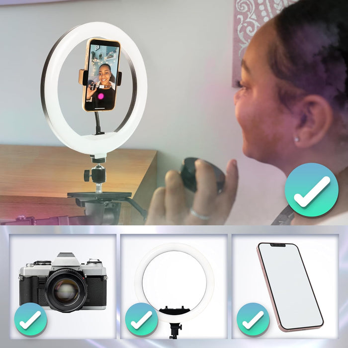 Duronic SMDM10 Monitorarm | Mikorfon-, Kamera-, Licht- und Monitorständer | 5-in-1 Stativ und Halterung für Social-Media Influencer | Laptops bis 17 Zoll | Display bis 27 Zoll | Streamer Setup