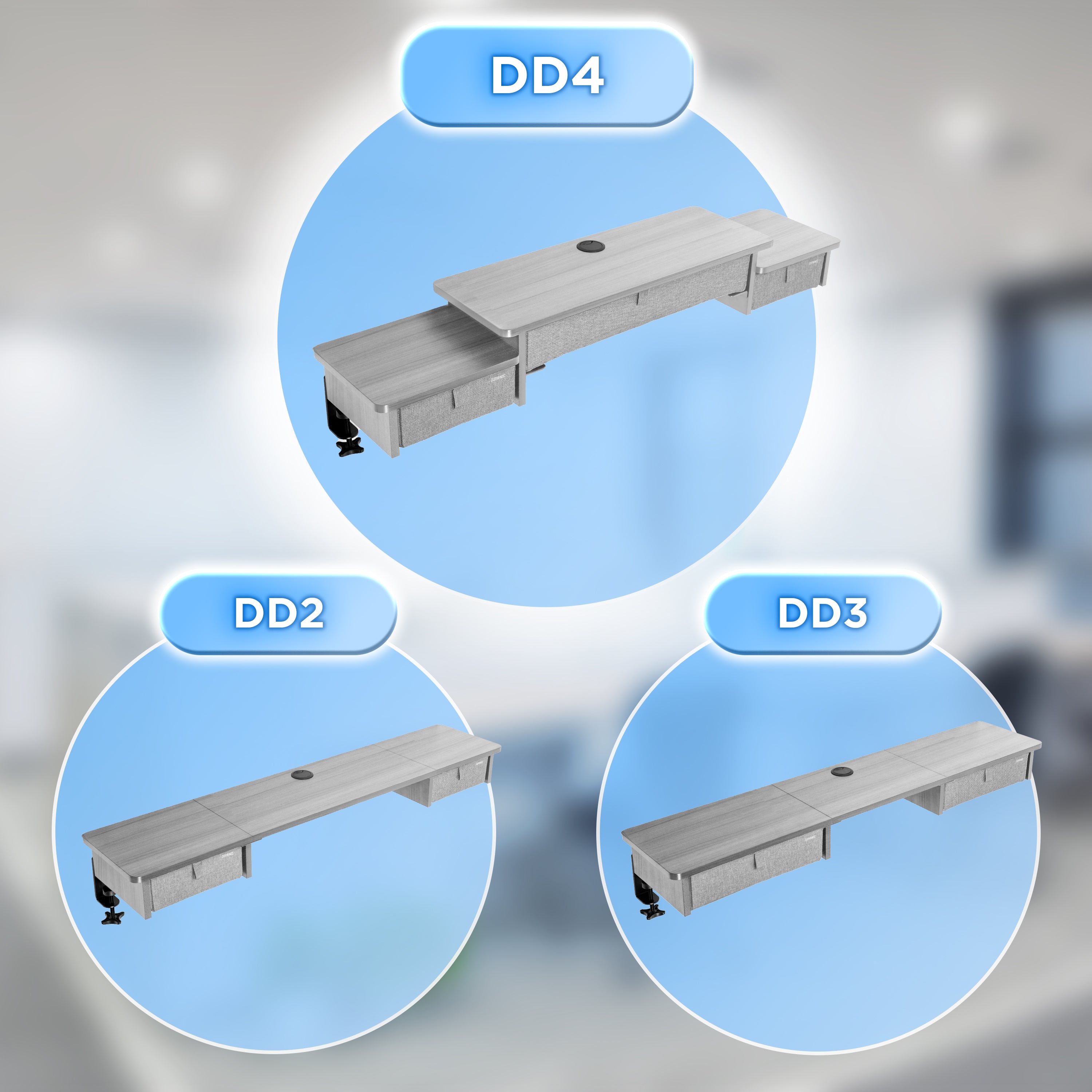 Duronic DD4 GY Schreibtischaufsatz, Schreibtisch Regal mit Tischklemmen 120 x 25 x 17,5 cm, Monitorständer mit Schubladen, Gaming Home Office Organizer, Tastatur unter Monitor, Monitorerhöhung