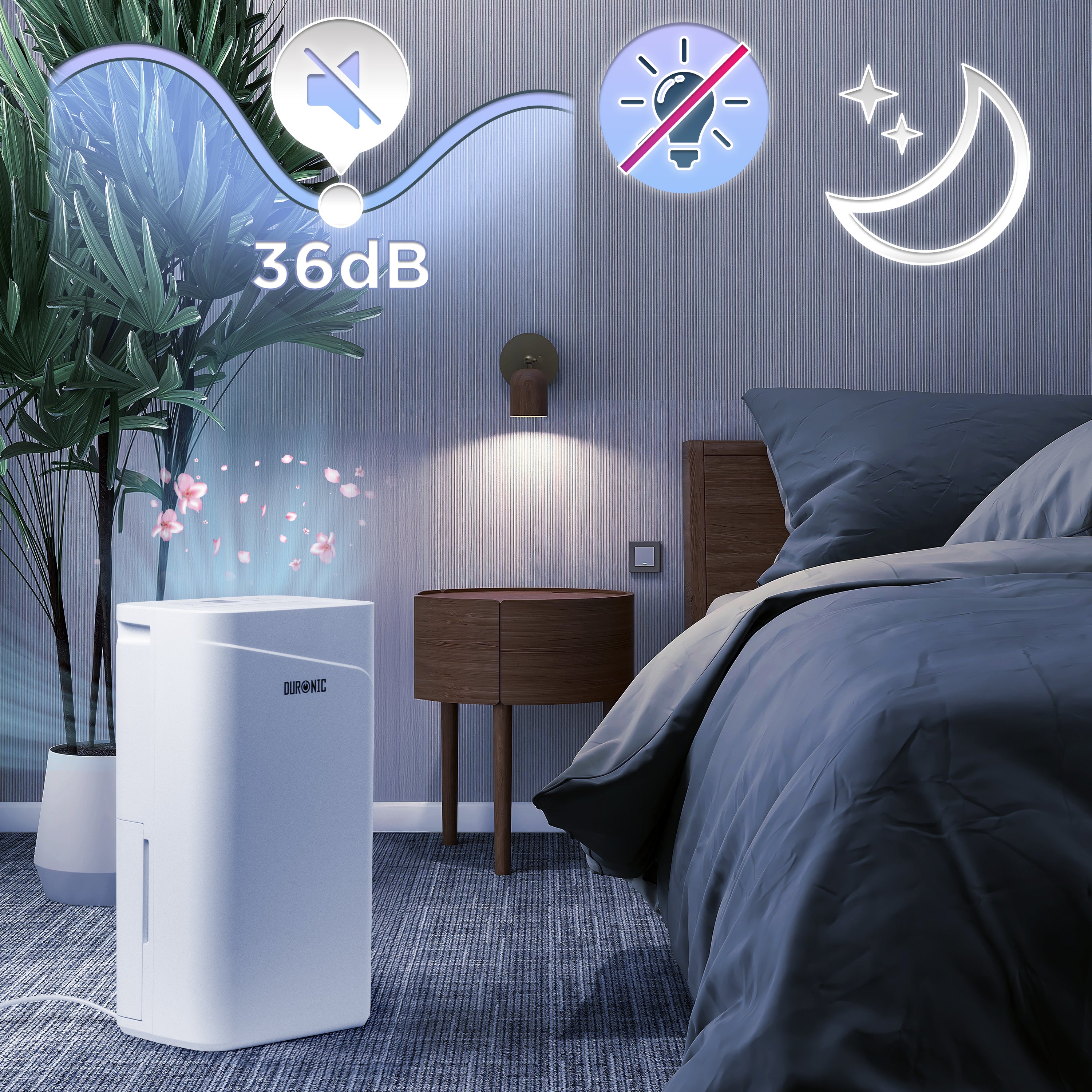 Duronic DH121 Luftentfeuchter, elektrischer Entfeuchter für 25 m² Räume, leiser Raumentfeuchter mit 2100ml Tank, gegen feuchte Fenster und Schimmel