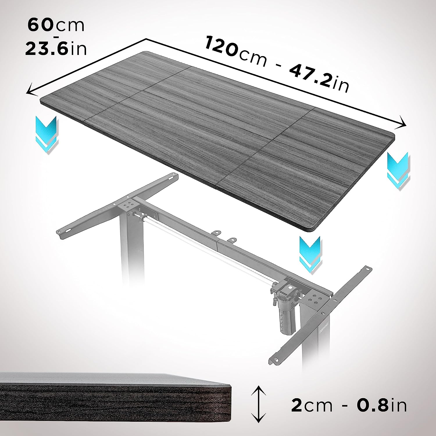 Duronic TT120 GY Tischplatte | Schreibtischplatte 120 x 60 x 1,9 cm | Table Top für individuellen Tisch | Ideal für höhenverstellbare Workstation | Sitz-Steh Schreibtisch für Home-Office und Büro