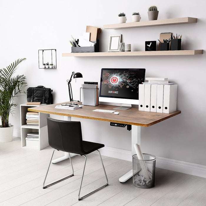 Duronic TM51 WE Schreibtisch | Höhenverstellbares Tischgestell bis 118 cm | elektrisches Tischbein mit 1 Motor | Bedienteil mit 3 Speicherplätzen | Sitz-Steh-Schreibtisch für Home-Office und Büro