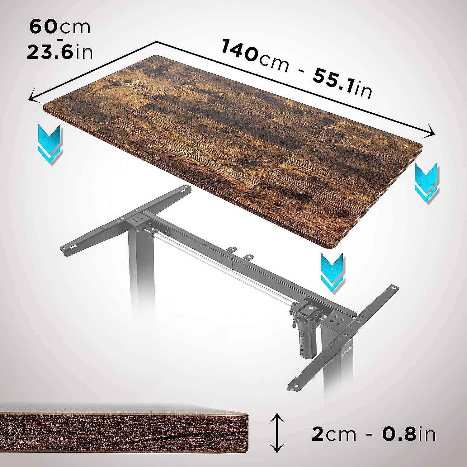 Duronic TT140 AA Tischplatte | Schreibtischplatte 140 x 60 x 1,9 cm | Table Top für individuellen Tisch | Ideal für höhenverstellbare Workstation | Sitz-Steh Schreibtisch für Home-Office und Büro