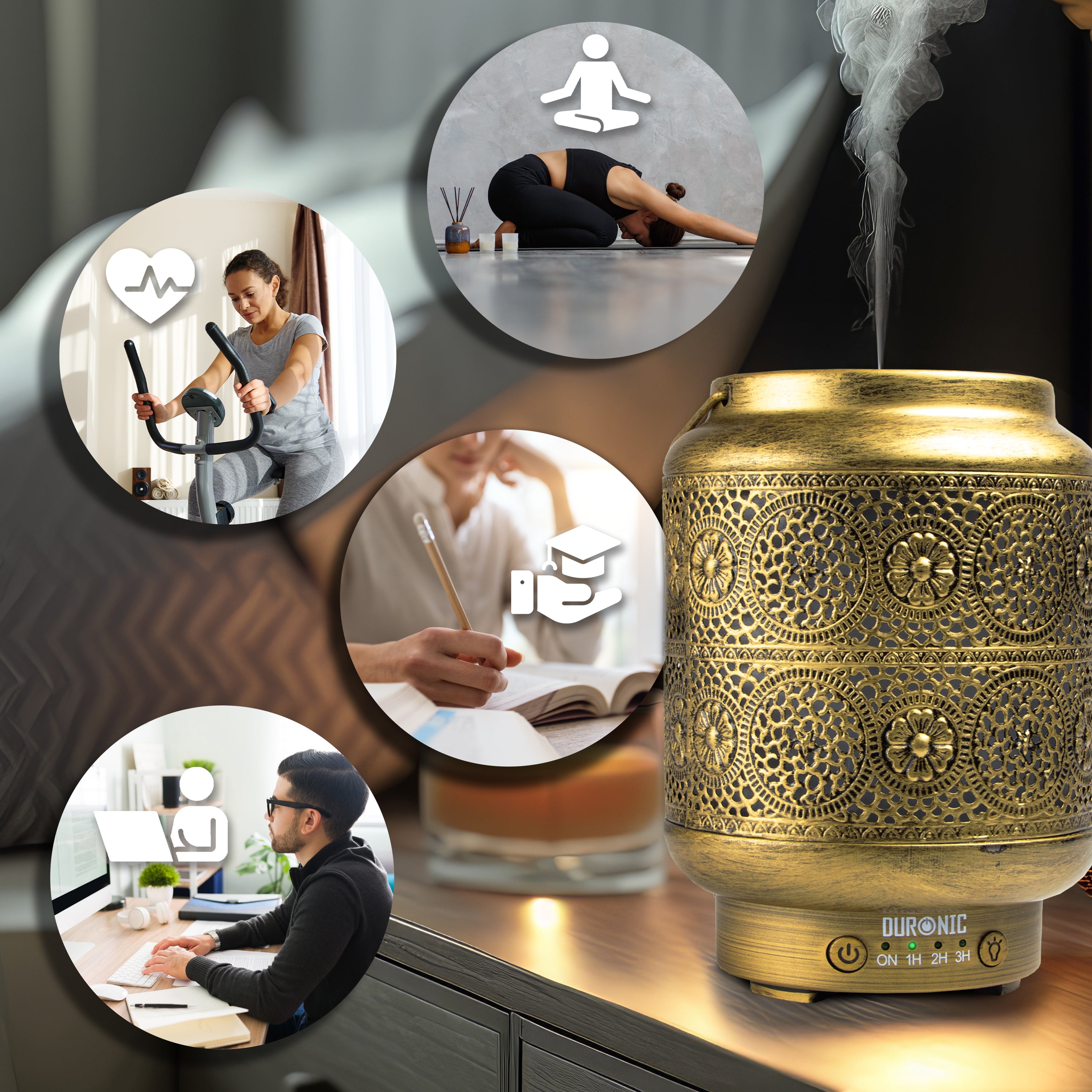 Duronic AD42 Aroma Diffuser, Diffuser mit 100 ml Wassertank, Diffusor für ätherische Öle, Raumduft als Lufterfrischer, Duftsprüher für Duftöl