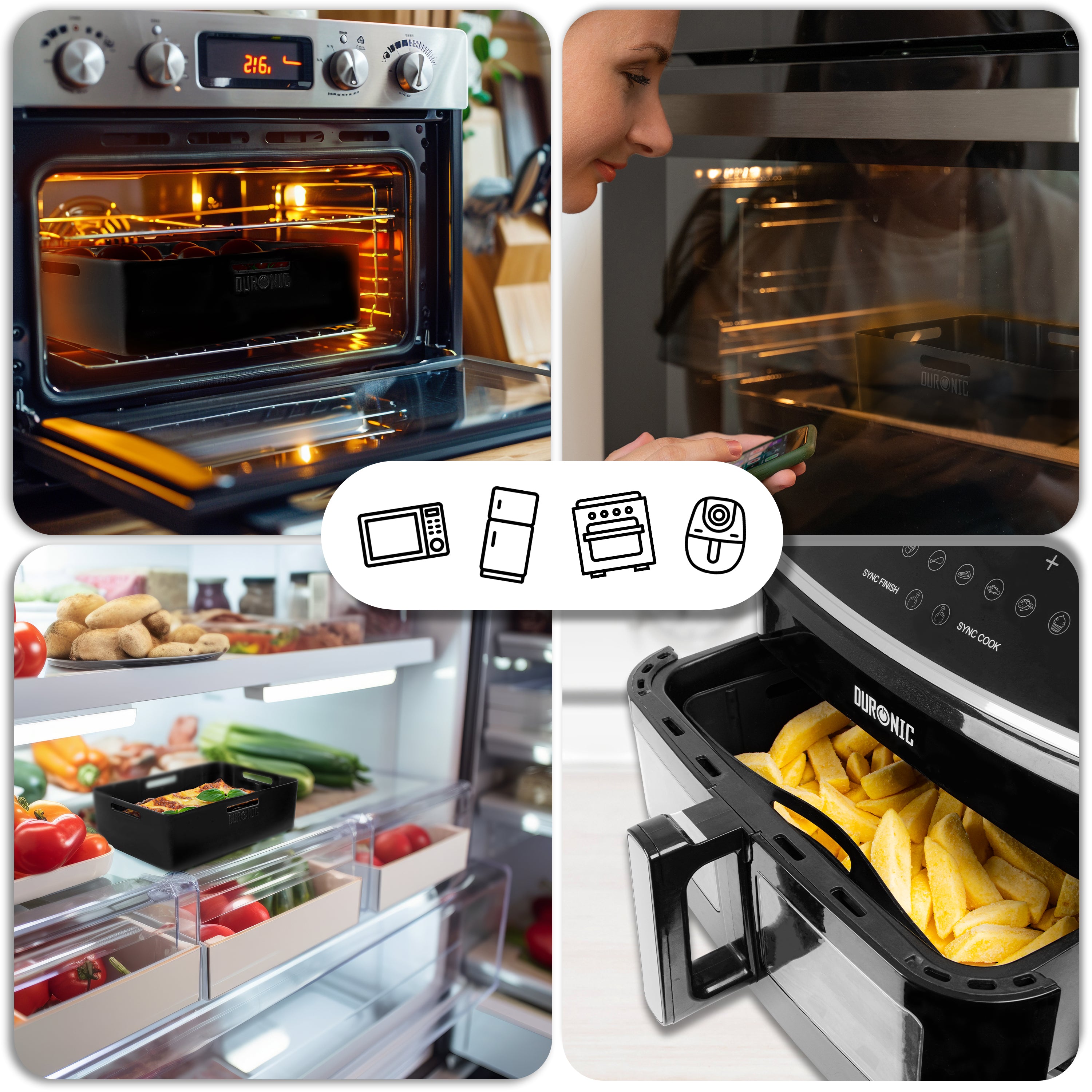 Duronic AFL1 Silikonform, Wiederverwendbar, Airfryer- Zubehör, Airfryer Accesories, Antihaft Silikoneinsatz, Kompatibel AF34 & AF24 & anderen Dualzone Airfryer