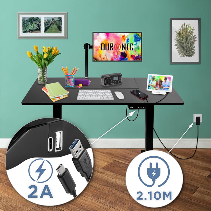 CD120 BK höhenverstellbarer Schreibtisch USB Anschluss Kabellänge