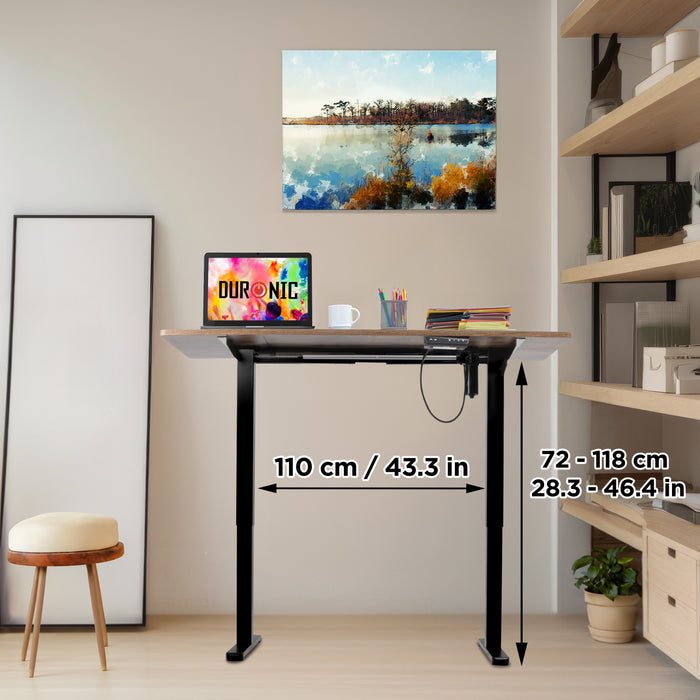 Duronic CD140 BO Höhenverstellbarer Schreibtisch, Computertisch für Büro und Gaming, elektrischer Schreibtisch mit USB Port, 140 x 60 cm Sitz-Steh-Schreibtisch, Höhenverstellbar von 72 bis 118 cm