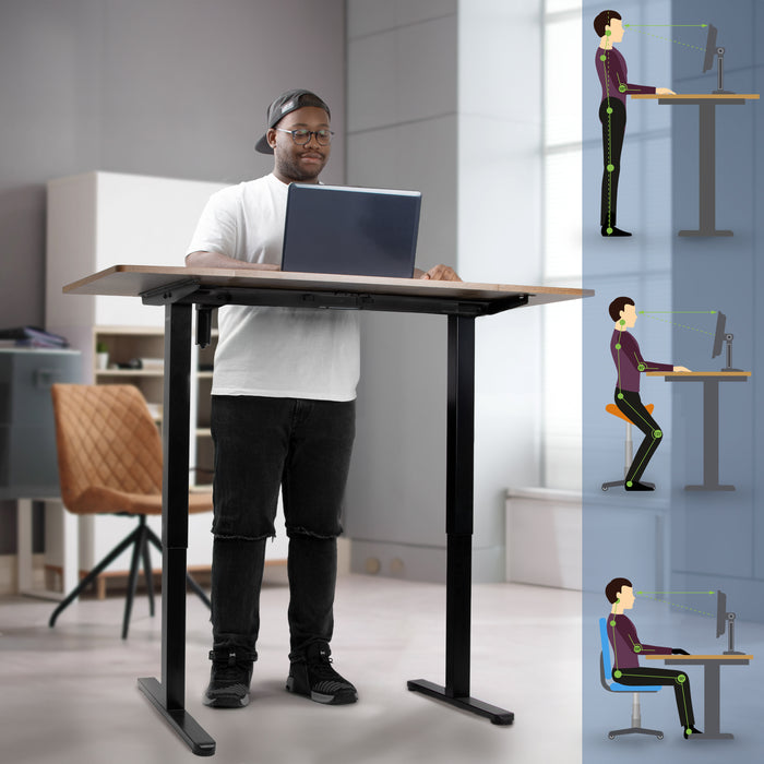 Duronic CD140 BO Höhenverstellbarer Schreibtisch, Computertisch für Büro und Gaming, elektrischer Schreibtisch mit USB Port, 140 x 60 cm Sitz-Steh-Schreibtisch, Höhenverstellbar von 72 bis 118 cm