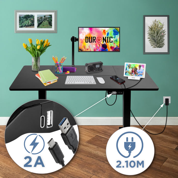 CD140 BK höhenverstellbarer Schreibtisch USB Anschluss Kabellänge