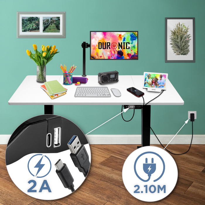 CD140 BW höhenverstellbarer Schreibtisch USB Anschluss Kabellänge