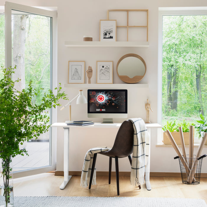 Duronic CD160 WE Höhenverstellbarer Schreibtisch, Computertisch für Büro und Gaming, elektrischer Schreibtisch mit USB Port, 160 x 60 cm Sitz-Steh-Schreibtisch, Höhenverstellbar von 72 bis 118 cm