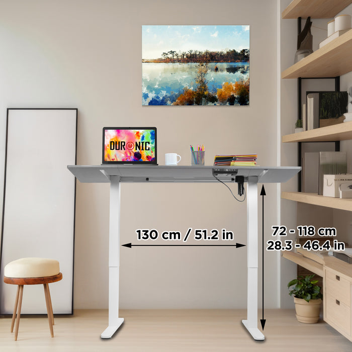 Duronic CD160 WG Höhenverstellbarer Schreibtisch, Computertisch für Büro und Gaming, elektrischer Schreibtisch mit USB Port, 160 x 60 cm Sitz-Steh-Schreibtisch, Höhenverstellbar von 72 bis 118 cm