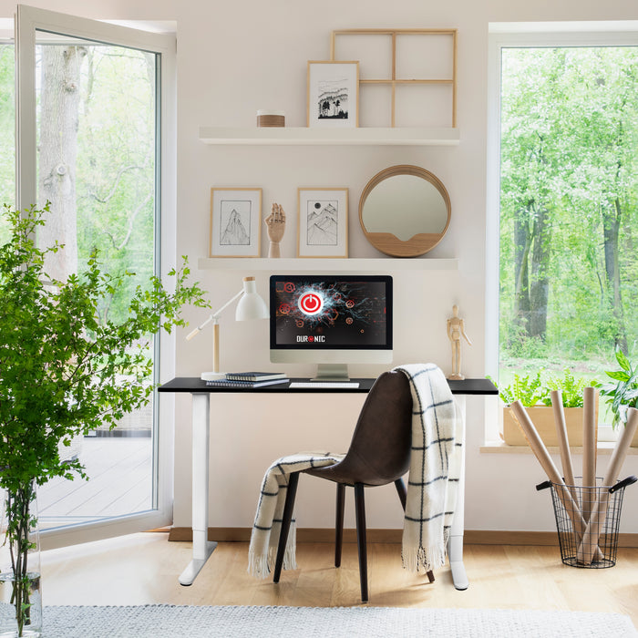 Duronic CD160 WK Höhenverstellbarer Schreibtisch, Computertisch für Büro und Gaming, elektrischer Schreibtisch mit USB Port, 160 x 60 cm Sitz-Steh-Schreibtisch, Höhenverstellbar von 72 bis 118 cm