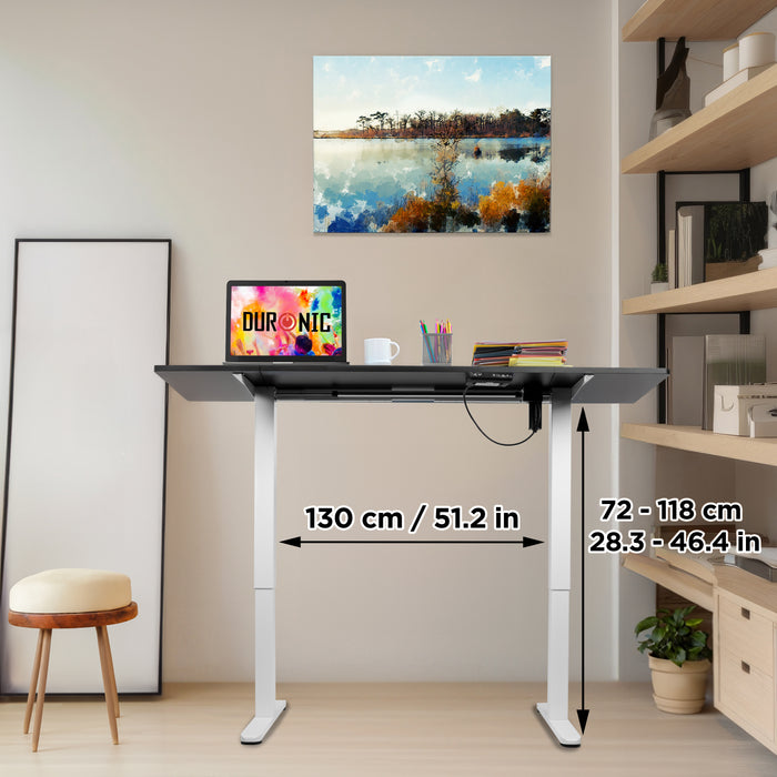 Duronic CD160 WK Höhenverstellbarer Schreibtisch, Computertisch für Büro und Gaming, elektrischer Schreibtisch mit USB Port, 160 x 60 cm Sitz-Steh-Schreibtisch, Höhenverstellbar von 72 bis 118 cm
