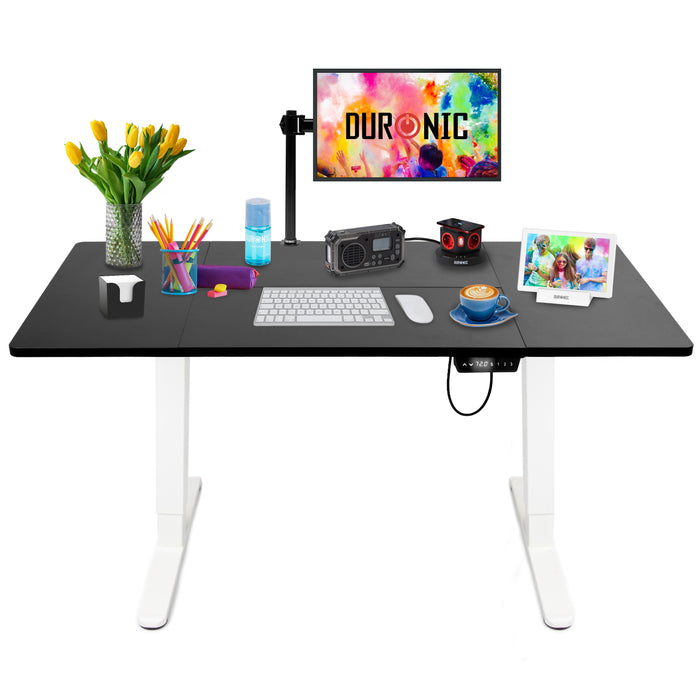 Duronic CD160 WK Höhenverstellbarer Schreibtisch, Computertisch für Büro und Gaming, elektrischer Schreibtisch mit USB Port, 160 x 60 cm Sitz-Steh-Schreibtisch, Höhenverstellbar von 72 bis 118 cm