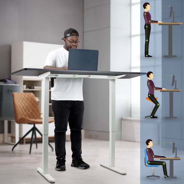 Duronic CD160 WK Höhenverstellbarer Schreibtisch, Computertisch für Büro und Gaming, elektrischer Schreibtisch mit USB Port, 160 x 60 cm Sitz-Steh-Schreibtisch, Höhenverstellbar von 72 bis 118 cm