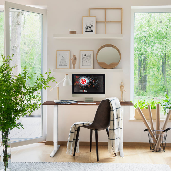 Duronic CD160 WT Höhenverstellbarer Schreibtisch, Computertisch für Büro und Gaming, elektrischer Schreibtisch mit USB Port, 160 x 60 cm Sitz-Steh-Schreibtisch, Höhenverstellbar von 72 bis 118 cm