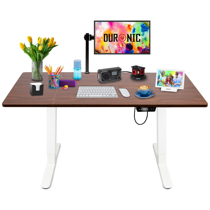 Duronic CD160 WT Höhenverstellbarer Schreibtisch, Computertisch für Büro und Gaming, elektrischer Schreibtisch mit USB Port, 160 x 60 cm Sitz-Steh-Schreibtisch, Höhenverstellbar von 72 bis 118 cm