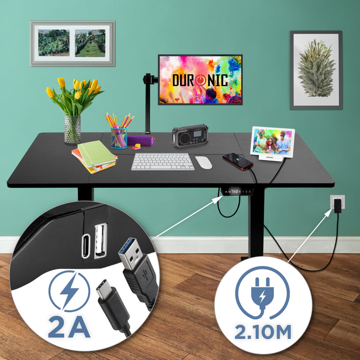 CD160 BK höhenverstellbarer Schreibtisch USB Anschluss Kabellänge