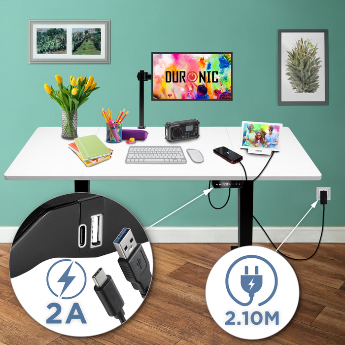 CD160 BW höhenverstellbarer Schreibtisch USB Anschluss Kabellänge