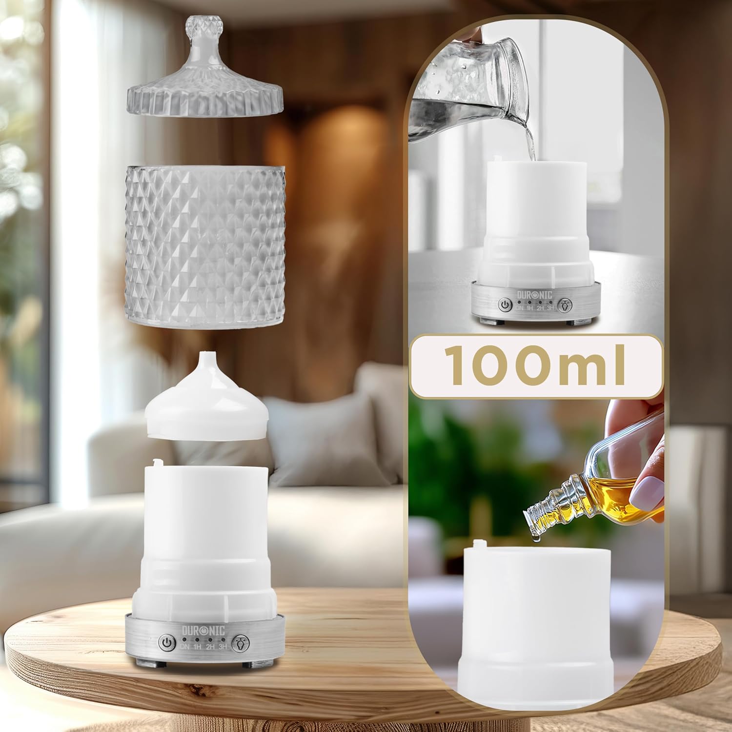 Duronic AD33 Aroma Diffuser Wassertank Kapazität ätherische Öle Benutzung 