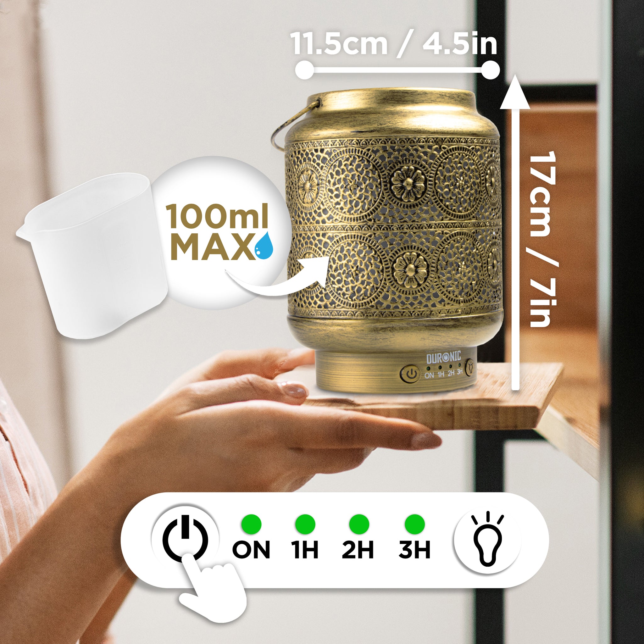 Duronic AD42 Aroma Diffuser Maße Timer Kapazität