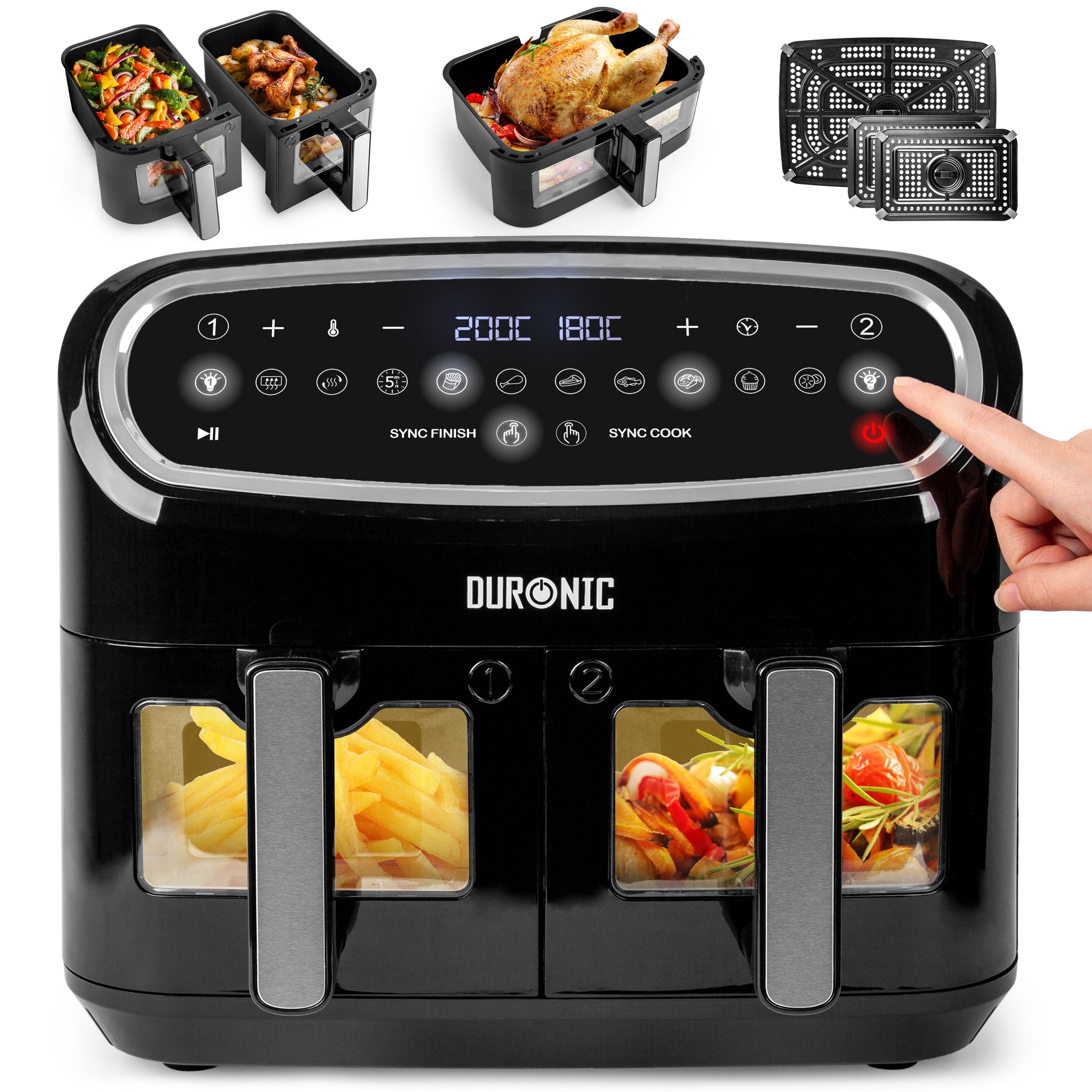 Duronic AF34 BK Heißluftfritteuse Frontansicht