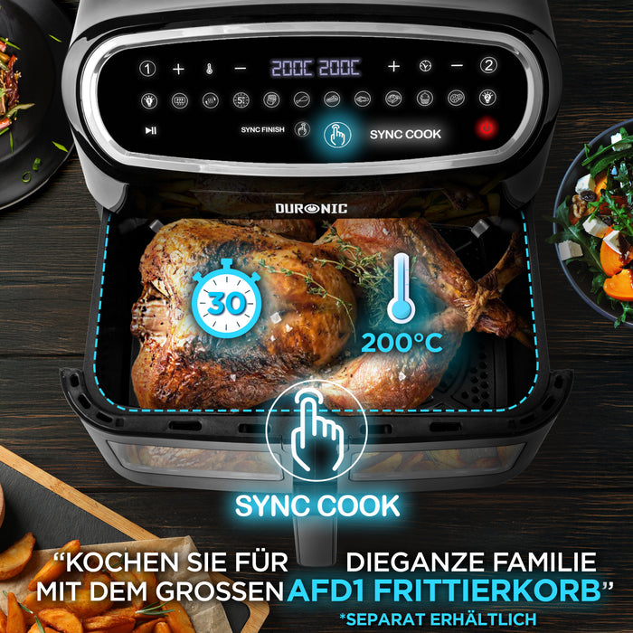 Duronic AF34 BK Heißluftfritteuse Sync Cook Funktion