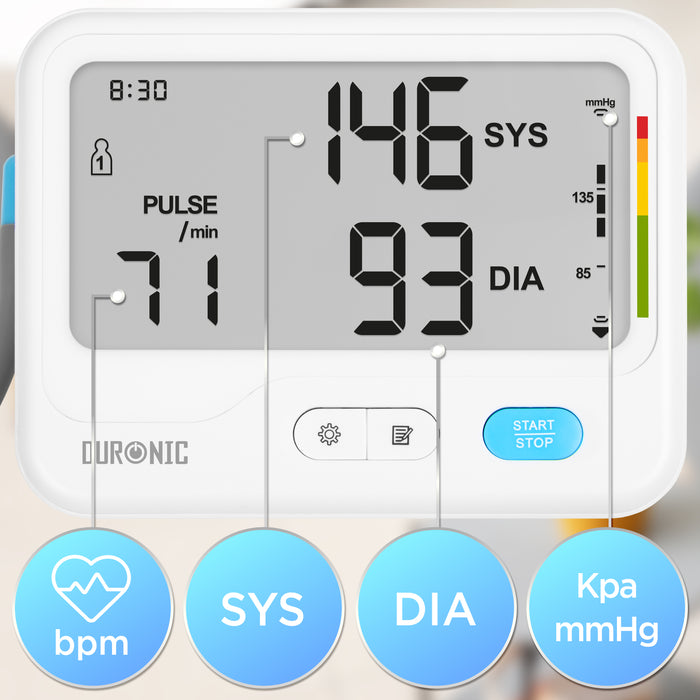 Duronic BPM125 Blutdruckmessgerät Display Anzeigen