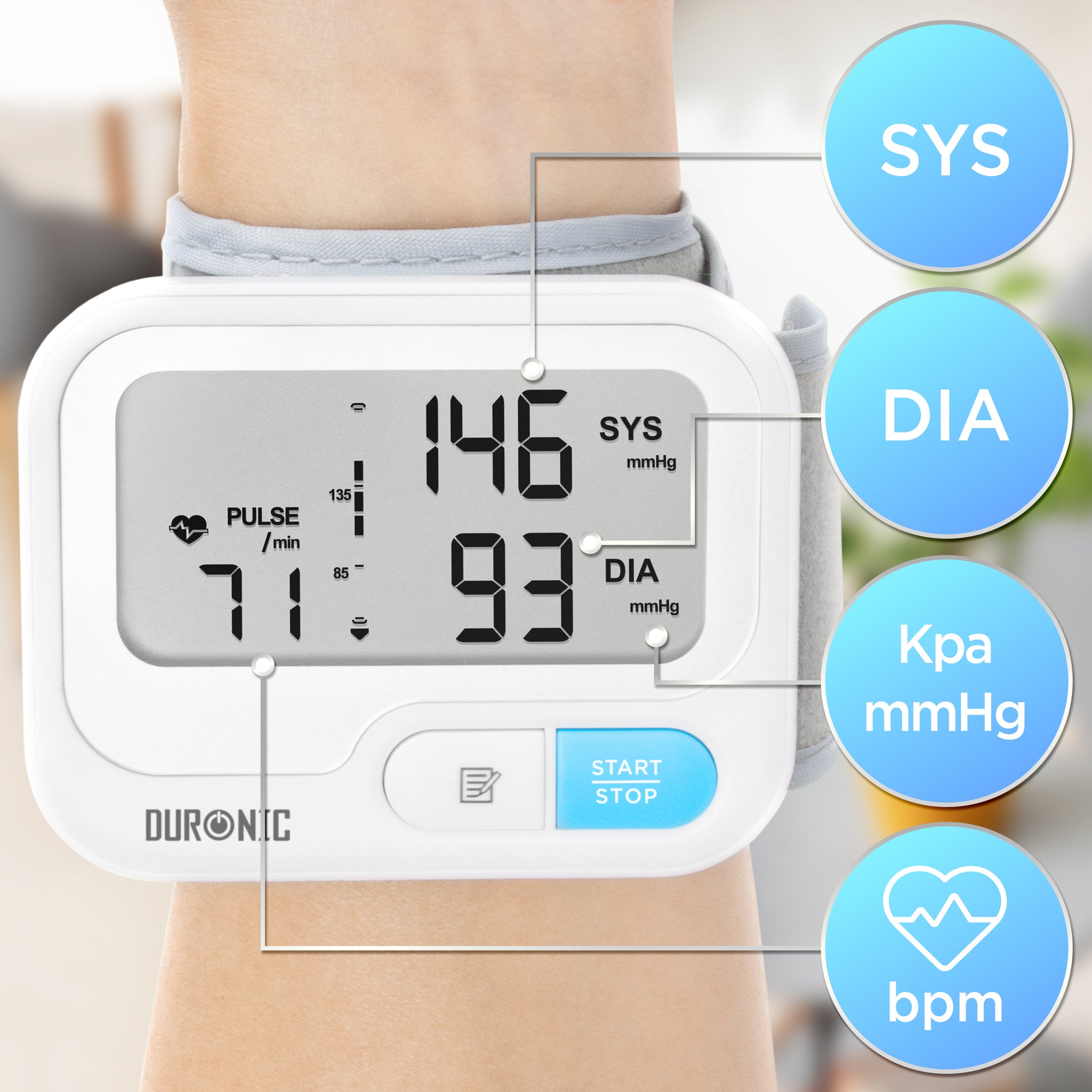 Duronic BPM65 Blutdruckmessgerät Display Anzeigen