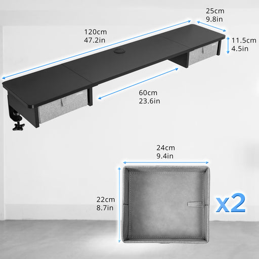 Duronic DD2 BK Schreibtischerhöhung für Monitore Maße Schubladengröße
