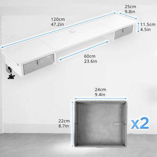 Duronic DD2 WE Schreibtischerhöhung für Monitore Maße Schubladengröße