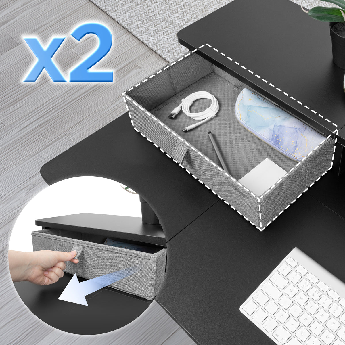 Duronic DD3 BK Schreibtischerhöhung für Monitore Schublade für aufgeräumten Schreibtisch