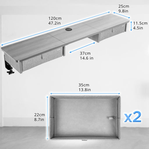 Duronic DD3 GY Schreibtischerhöhung für Monitore Maße Schubladengröße