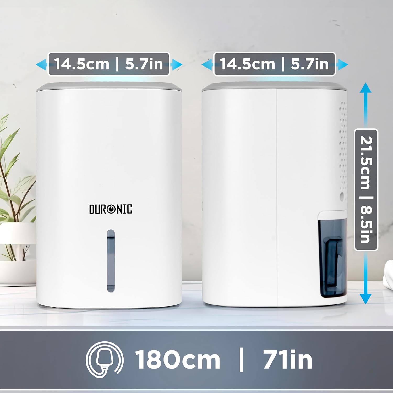 Duronic DH06 WE Luftentfeuchter Maße Kabellänge