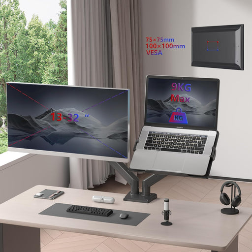 Duronic DM6AL1 Monitorarm Monitorhalterung Laptop Monitor VESA Befestigung Kapazität Monitorgröße