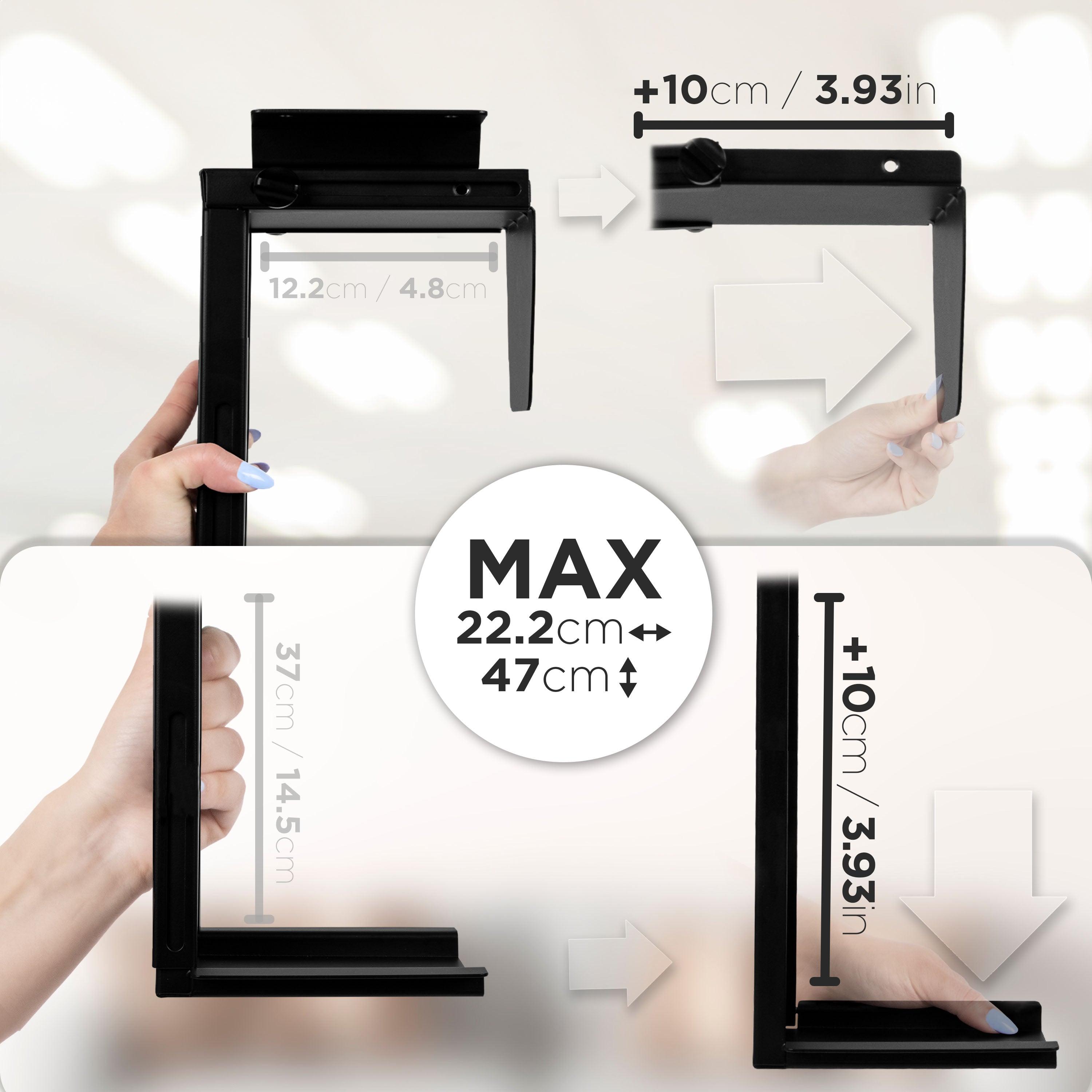 Duronic DMHD1 PC Halterung Breite und Höhe Einstellen