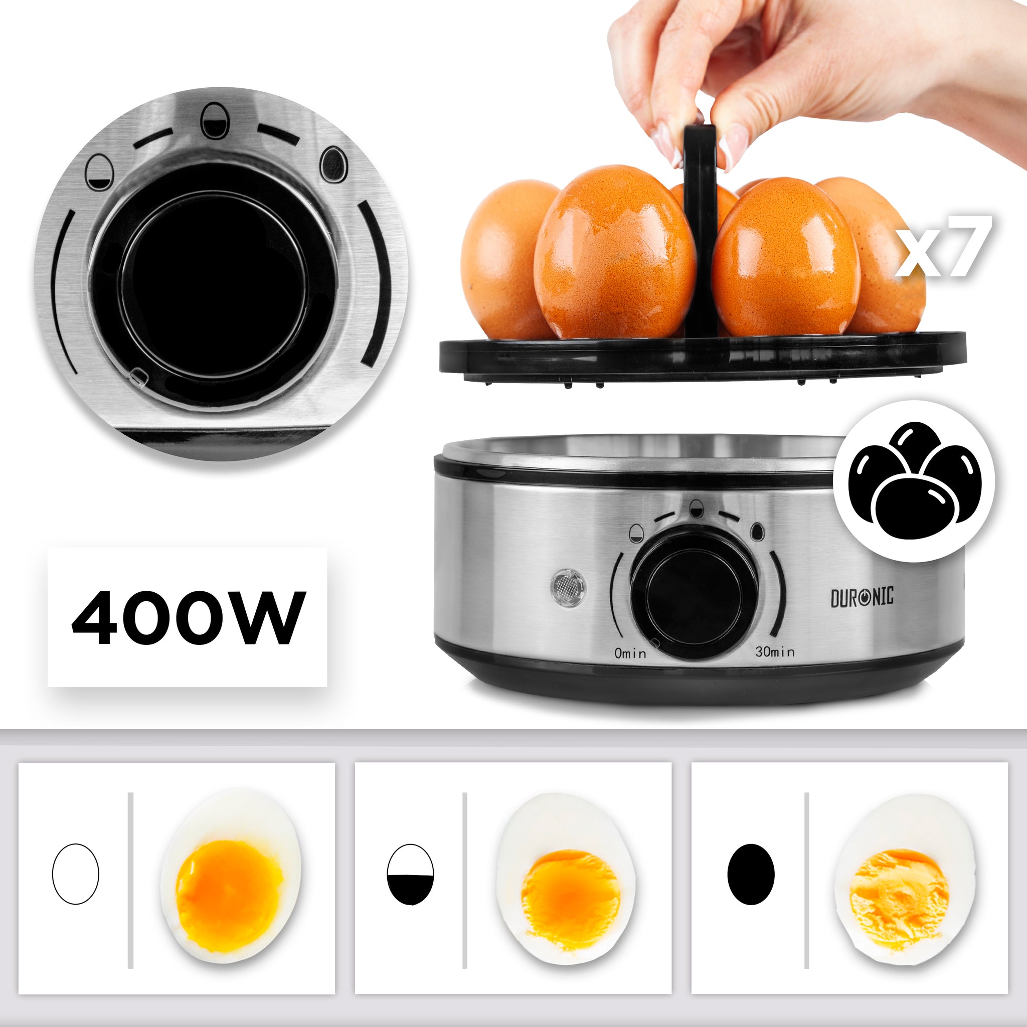 Duronic EB50 BK Eierkocher Leistung Kapazität