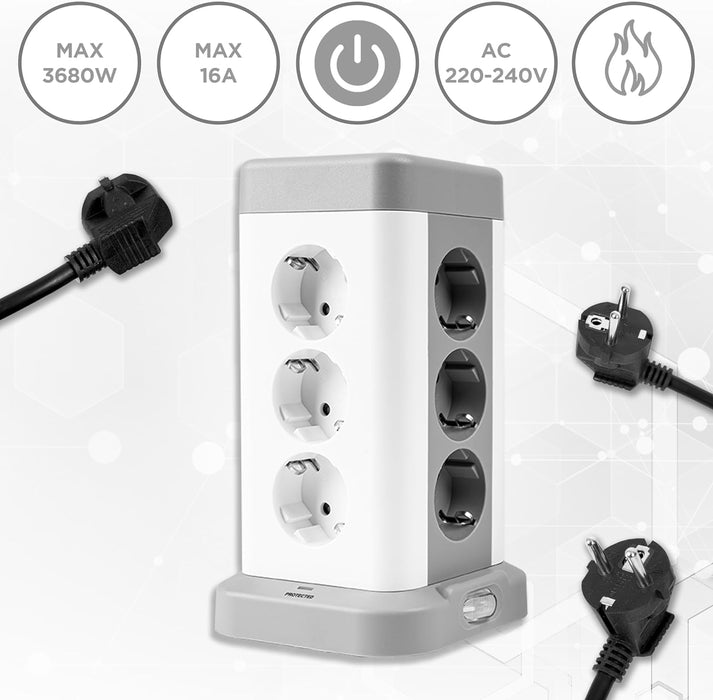 Duronic ET12C Steckdosenwürfel maximale Leistung 16A 3680W bei 230V
