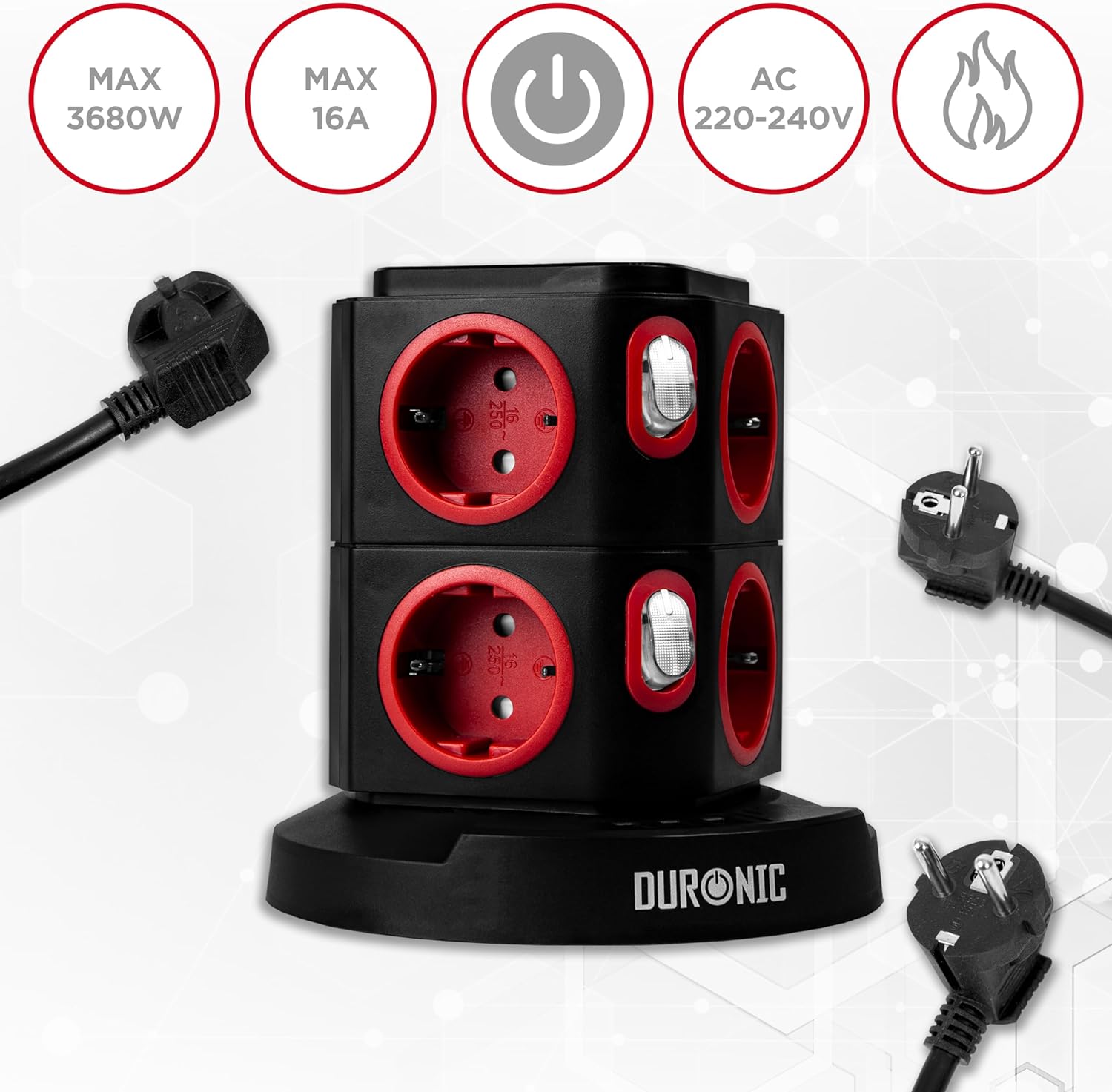 Duronic ET8W Steckdosenwürfel maximale Leistung 16A 3680W bei 230V