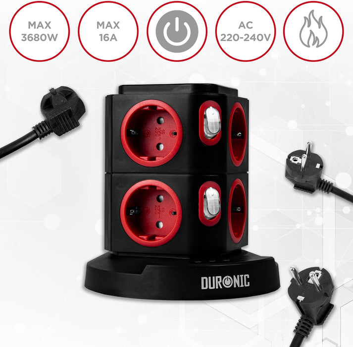 Duronic ET8W Steckdosenwürfel maximale Leistung 16A 3680W bei 230V