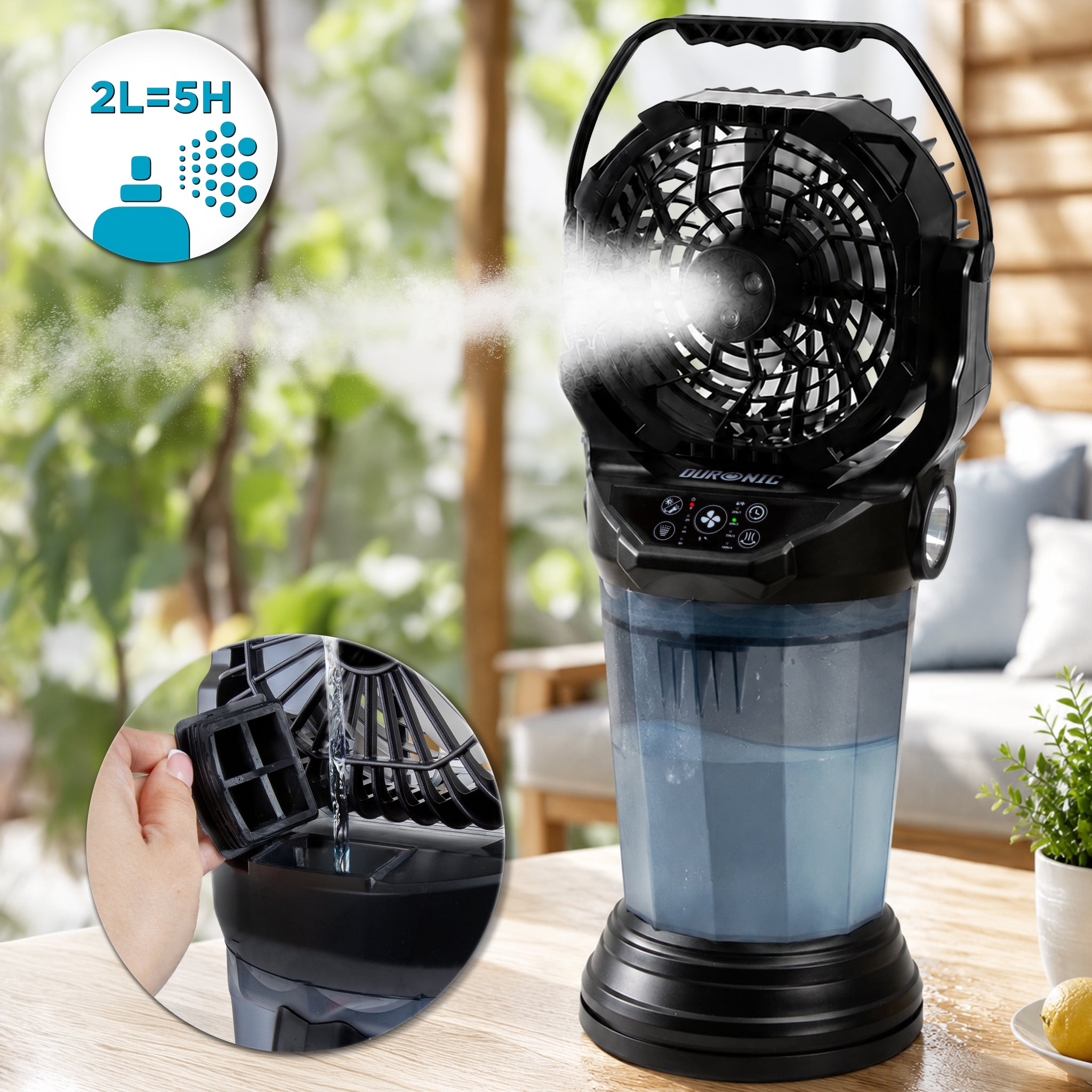 Duronic FM6 Ventilator Wassertank 2l Kapazität entspricht 5 Stunden Nebel